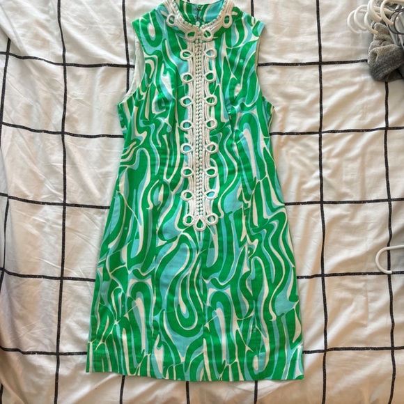 Lily Pulitzer Women’s Alexa Stretch Blue and Green Shift Dress Size 0 - Picture 5 of 10